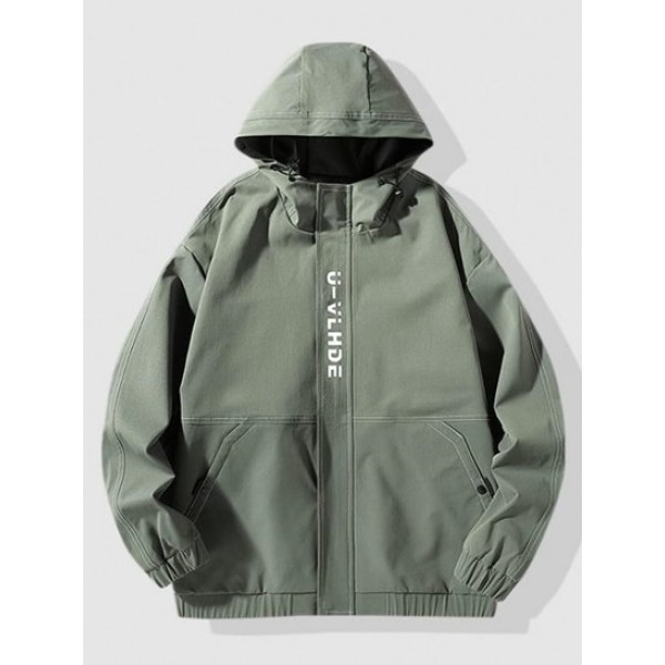 Letter Stitching Hooded Jacket