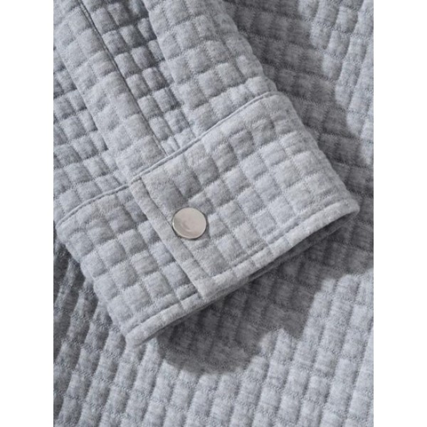 Flap Pockets Design Textured Button Fly Jacket