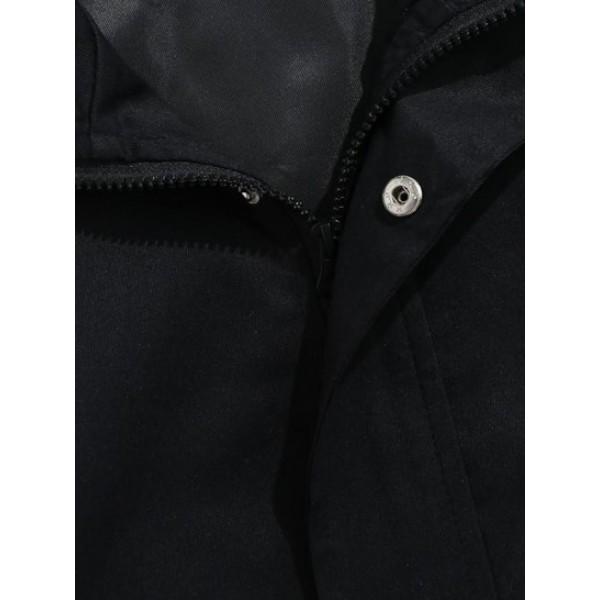 Drawstring Hem Slant Pockets Jacket