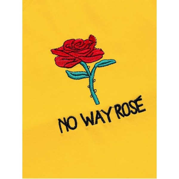 Rose Graphic Embroidered Short Sleeves T-shirt