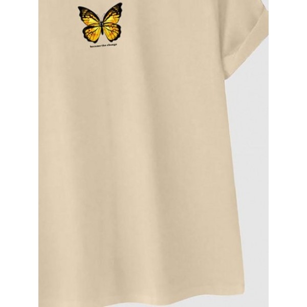 Butterfly Printed Short Sleeves Classic T-shirt